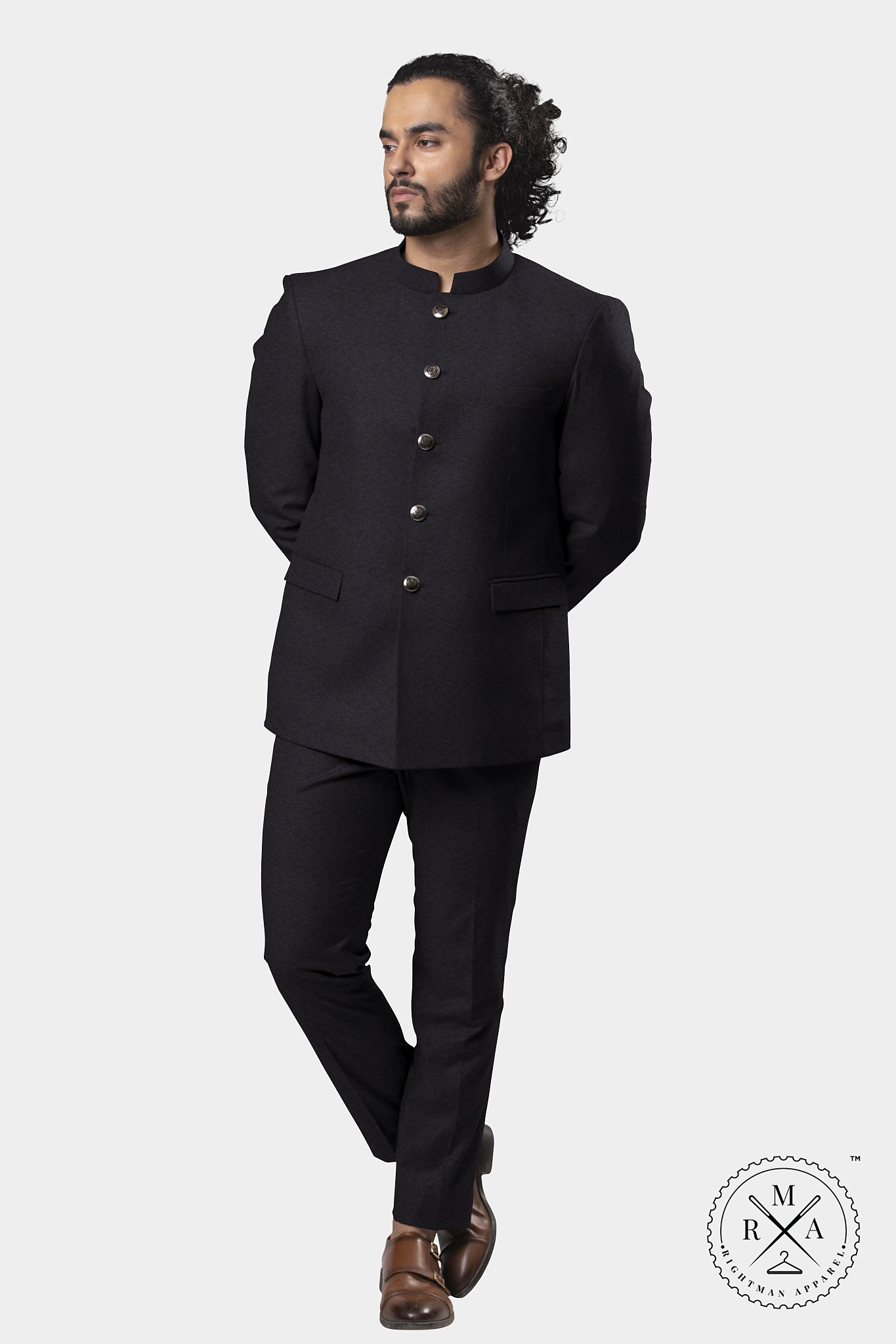 Premium Charcoal Velvet Jodhpuri Suit SU296